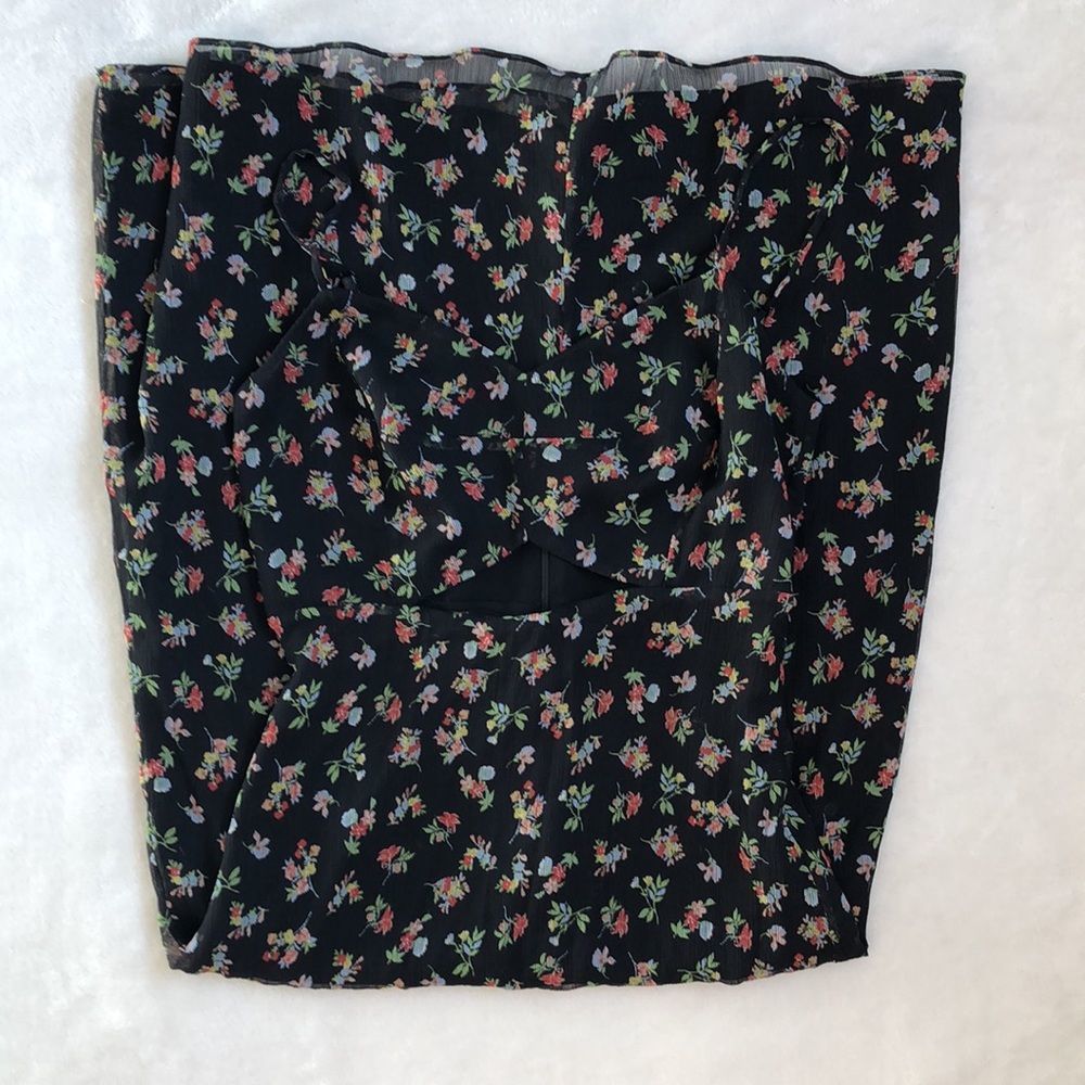 Bailey 44 Black Pink Floral Cutout Midi Dress - Picture 5 of 8